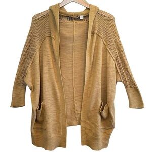 🌈 6/$60, Roxy 3/4 Sleeve, Open Front, Dark Mustard, Oversized, Hoodie, Small